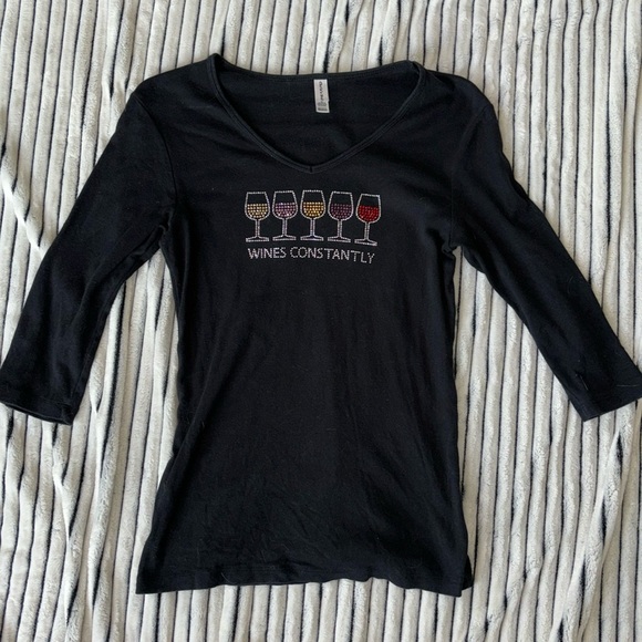 Wine lovers tee 3/4 sleeve - Picture 2 of 3